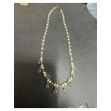 Sterling Seed Pearl and Amber Necklace