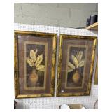 Pair Pamela Glading 27x44 Decor Prints with Gold F