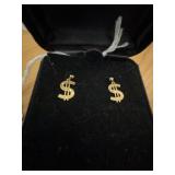 14kt Gold Dollar Sign Earrings