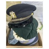 Vintage Assorted Hats Including Military and Desig