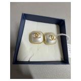 Chanel Paris New York Pearl Post Earrings