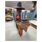 Folk Art Wood Carving Blacksmith Figure