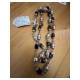 Taxco Mexico Sterling & Onyx Necklace 36"