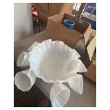 White Milk Glass Punch Bowl Set with Cups