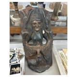 20" Hand-Carved Wooden Figural Mask