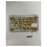 New Jersey Transport License Plate 22469