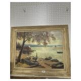 R.B. Cooper Framed Coastal Oil Painting, 32x25"