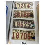 Four Vintage M.F. Transport NJ License Plates