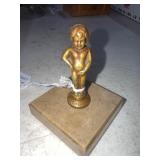 Mini Brass Bruxelles Boy Statue on Marble Base