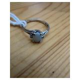 10K Gold Opal and Diamond Ring, Size 6 3/4