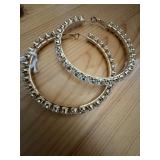 Large Prong Set Rhinestone Hoop Earrings