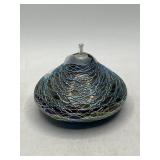 Abelman 1999 Threaded Iridized Glass Oil Lamp, 5"