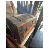 Wood and Tin Embossed Dome Top Trunk