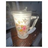 S F & Company 1891 Floral Pitcher with Pewter Lid