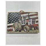 Patriotic Tractor Wall Plaque, 12x8 Inch Wood