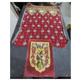 Two Beaded Floral Needlepoint Tapestry Panels