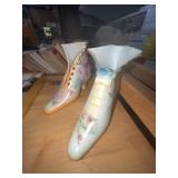 Pair RS Germany Porcelain Victorian Shoe Figurines