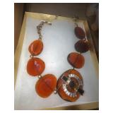 Kenneth Jay Lane Statement Necklace, Resin and Rhi