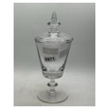 Val St. Lambert 12" Circle Optic Glass Candy Jar