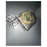 Antique Jacobus Cut Glass Inkwell, Brass Lid