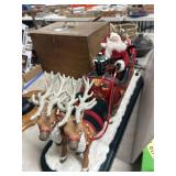 24" Lighted Santa Sleigh and Reindeer Decor