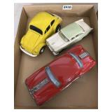 3 Vintage Toy Cars Tin and Plastic VW