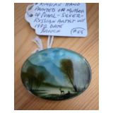 Russian Hand Painted Silver Brooch, 1992