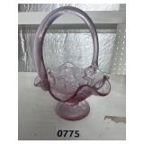 Fenton Amethyst Pressed Glass Basket with Handle