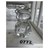 Fenton Handmade Clear Glass Bear Figurine 3" tall