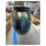 R. Eickholt 1980 Iridescent Art Glass Vase