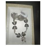 Silver-Tone Necklace with Clear and Smoke Crystals