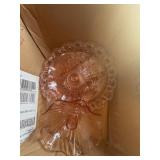 Pink Depression Glass Candy Dish with Lid