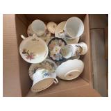 Floral and Bird Porcelain Teacups and Saucers