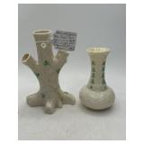 Belleek Ireland Shamrock Vases, 6"
