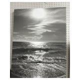 30x40" Black and White Ocean Canvas Print