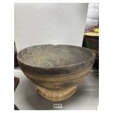 Handmade 14" Painted Clay Bowl with Woven Ring Bas