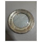 Sterling Silver and Glass Plate, 6 Inches