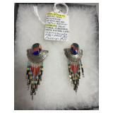 Hopi Sterling Inlay Dangle Earrings by Tony Kyasyo