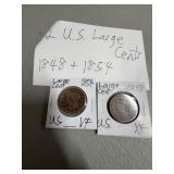 1848 and 1854 U.S. Large Cents in Holders