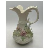 Belleek Ireland 9" Porcelain Pitcher with Emb