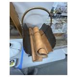 Firewood Holder with Brass Handle and Leather Hide