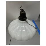 11" White Ribbed Milk Glass Ceiling Light Fixture