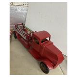 Pressed Steel Red Fire Truck Toy with Ladder