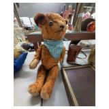 Jointed Mohair Teddy Bear with Blue Bandana