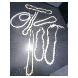 Five Faux Pearl Necklaces, Assorted Styles