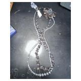 Ann Taylor LOFT Gray Bead Necklace with Velvet Flo