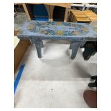 Hand-Painted Wood Bench and Tintin Figures