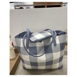 Lauren Ralph Lauren Blue Plaid Tote Bag