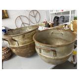 Large Metal Cauldrons, Approx. 16" Diameter Each