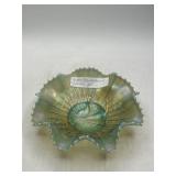 Fenton Aquagold Iridescent Peacock 8" Bowl